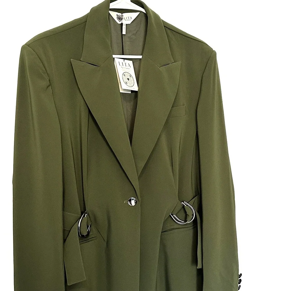 LITA Blazer Womens 2XL Statement Belted‎ Structured Stretch Jacket Modern